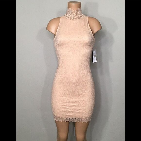 New GUESS blush stretch lace mini dress. NWT - Picture 2 of 16
